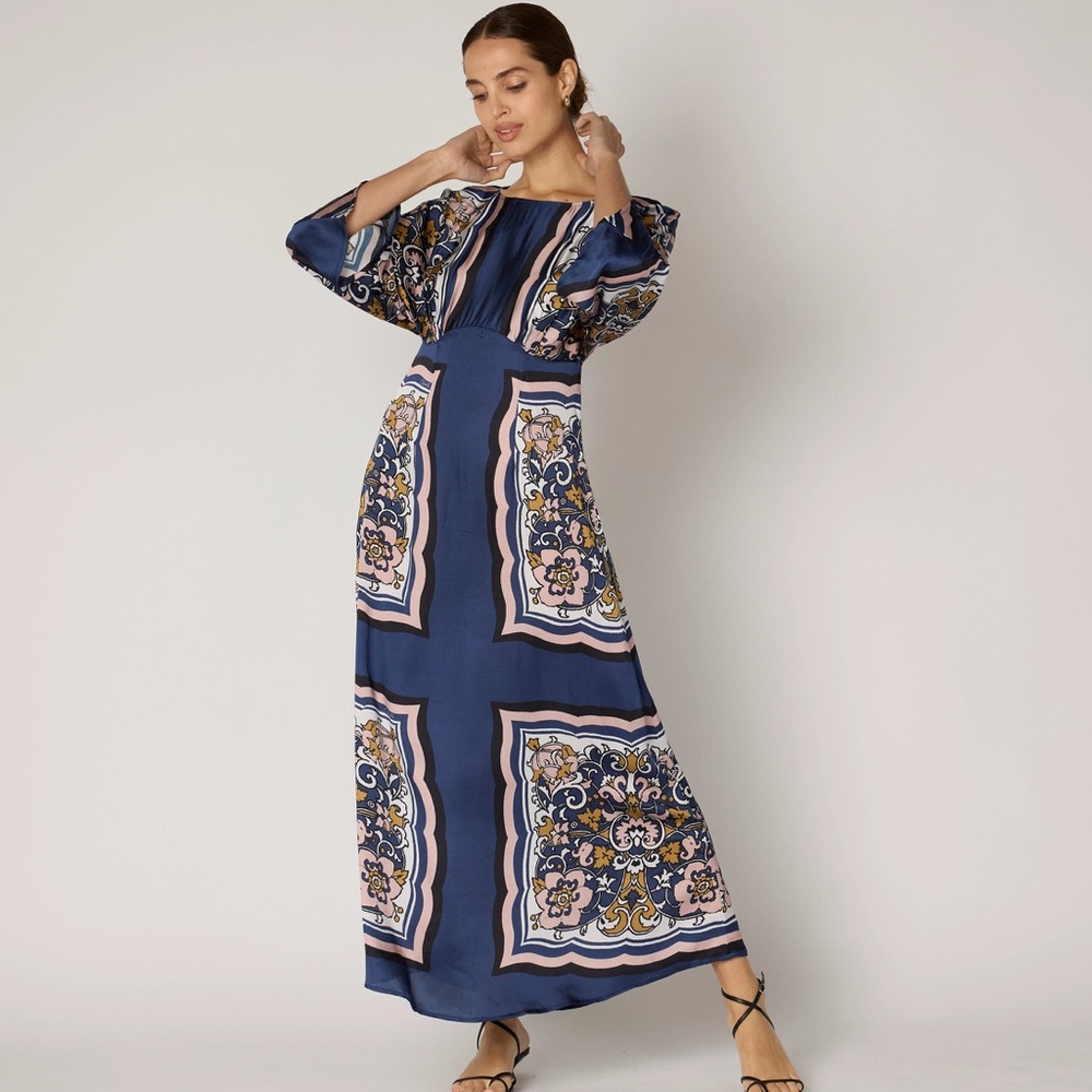 Cleobella Blue and Pink Patterned Maxi Dress